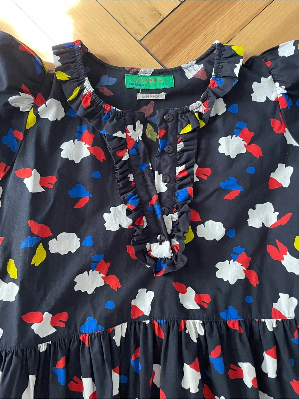 Clare V. Martine Dress Black High-Low Floral Print Midi Skirt size M . - Picture 8 of 11